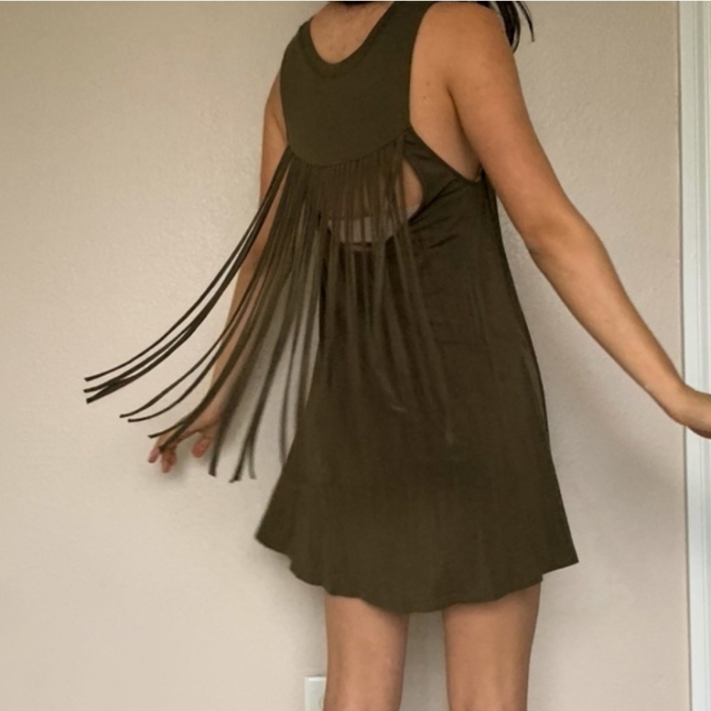 Lulus adriana fringe back dress sz small